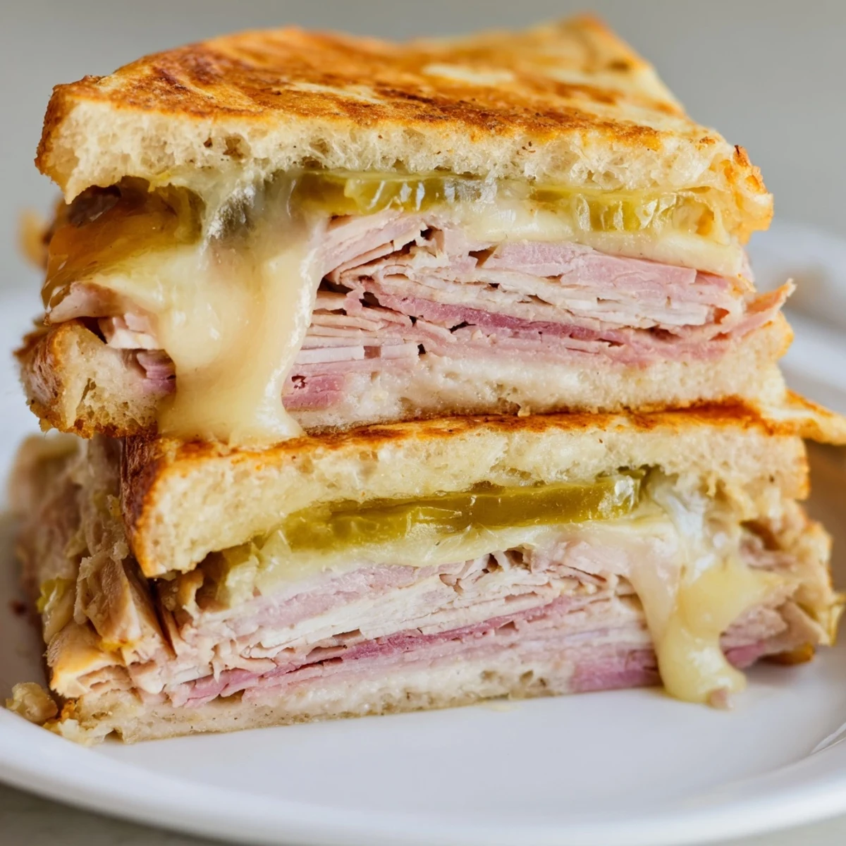 Classic Cuban Sandwich with Roast Pork, Ham & Swiss Cheese