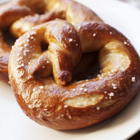 Homemade Soft Pretzels with a chewy interior and coarse salt topping, perfect for game day snacking.