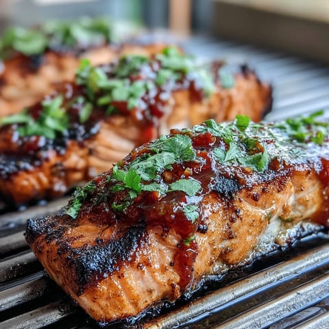 Grilled salmon with strawberry salsa, a vibrant spring dinner featuring juicy fillets topped with zesty fruit salsa.