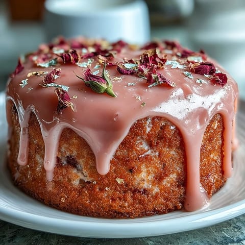 Elegant Bridal Shower Rosé Velvet Cake, elegantly gilded, perfect for celebrations.