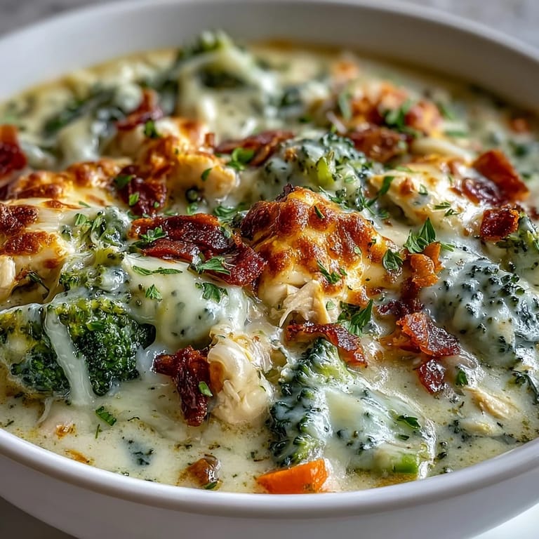 Delicious Chicken Broccoli Cheddar Soup, a comforting bowl with cheesy, savory goodness.