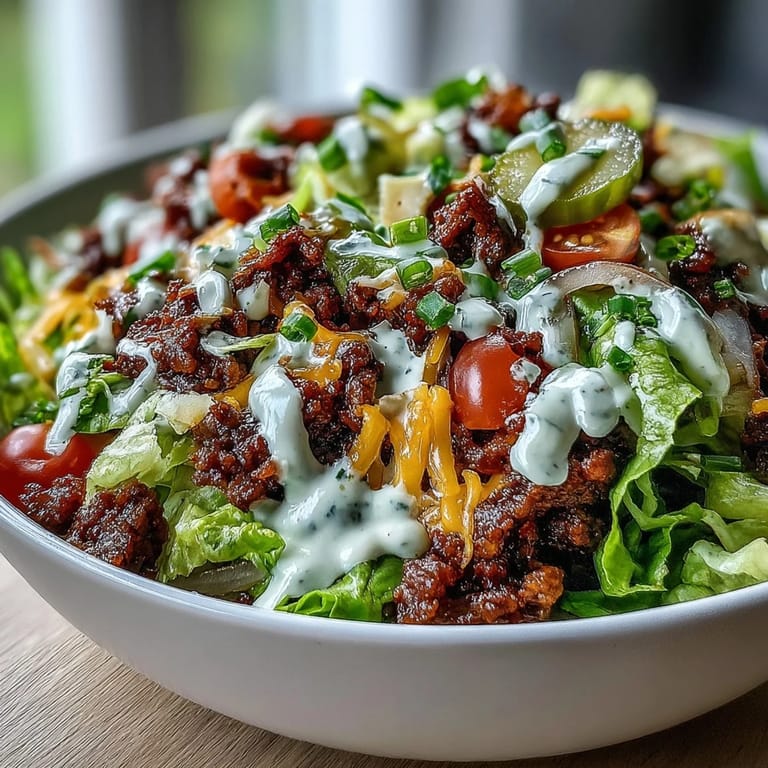 Golden browned beef crowns this delicious Easy Big Mac in a Bowl.