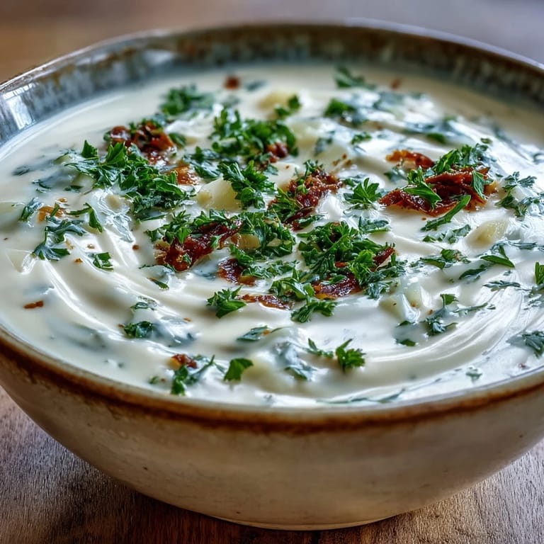 Velvety Creamy Potato Soup with Cabbage steaming in a white bowl, with carrots and tender cabbage flecks visible throughout.