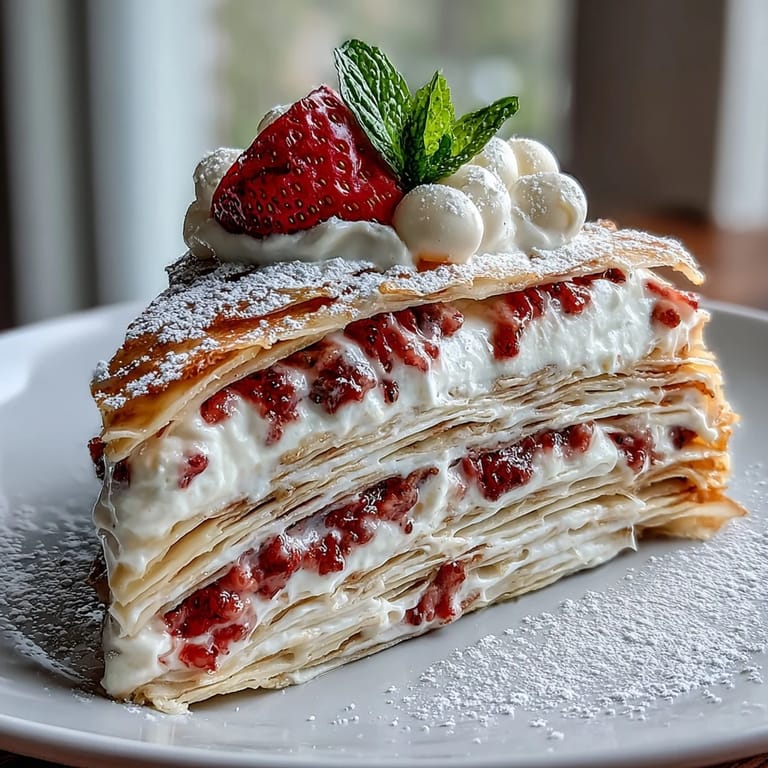 A showstopping Mother's Day Crêpe Cake, ready for your celebratory brunch table.