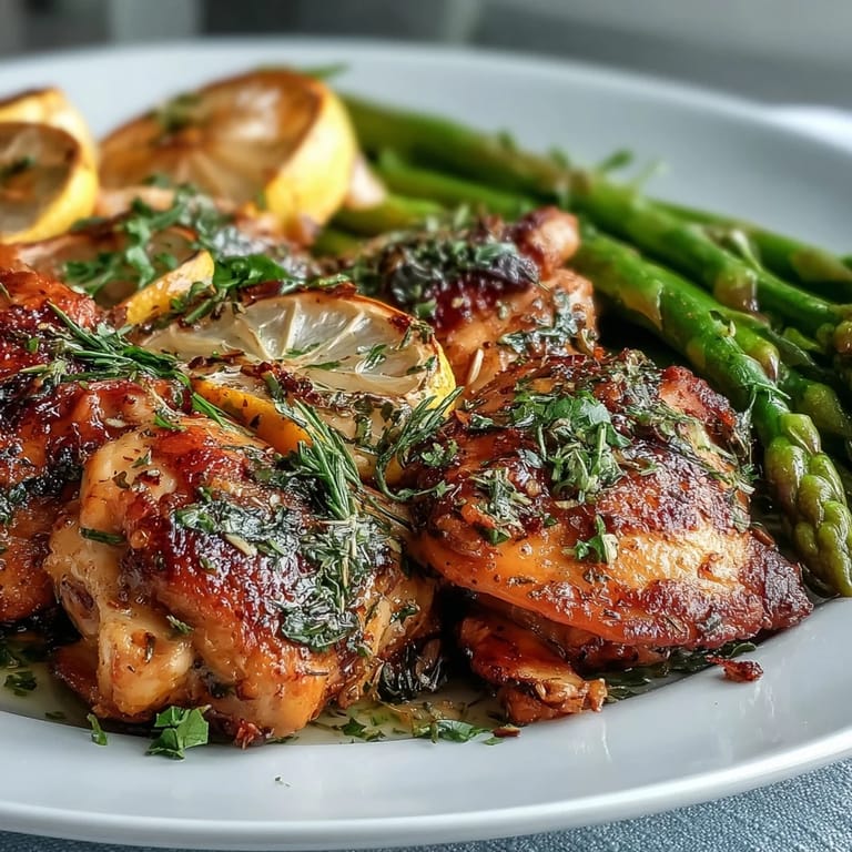 Juicy, zesty chicken and vibrant asparagus, baked together on one pan.