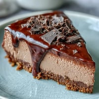 Decadent chocolate cottage cheese cheesecake, smooth and rich, ready for dessert.