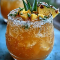 Grad Party Punch: Mango Pineapple Sparkling Lemonade bright with fresh fruit.